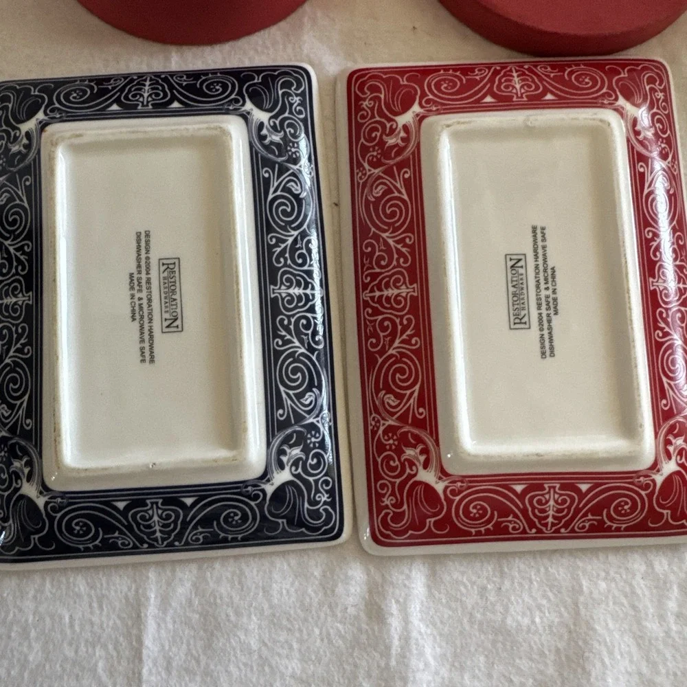 Restoration Hardware Ace Coasters Set of 4 Playing Card Suits 2 Plates Ceramic